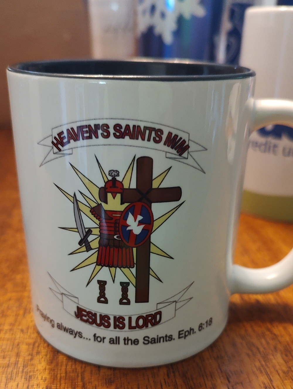 Heaven's Saints White Ceramic Coffee Mug - Religious Graphic